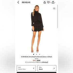 krisa smocked turtleneck dress in black